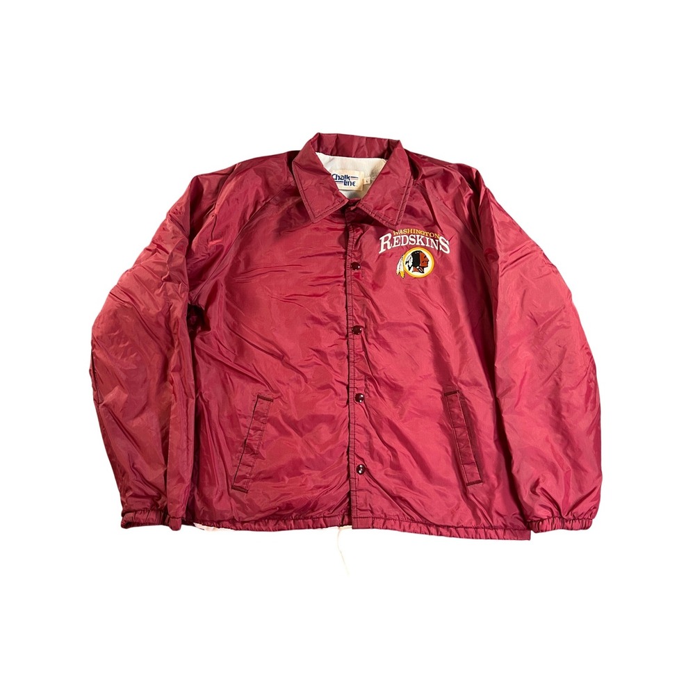 Vintage Chalk Line Washington Redskins Jacket Mens Large Burgundy Coaches Snap